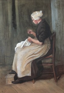 Woman Doing Needlework